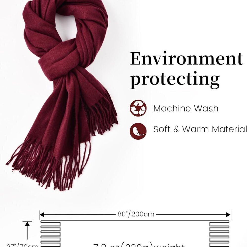 Women’s Cashmere-Like Acrylic Scarf Large Warm Wrap Shawl for Winter - Picture 2 of 7